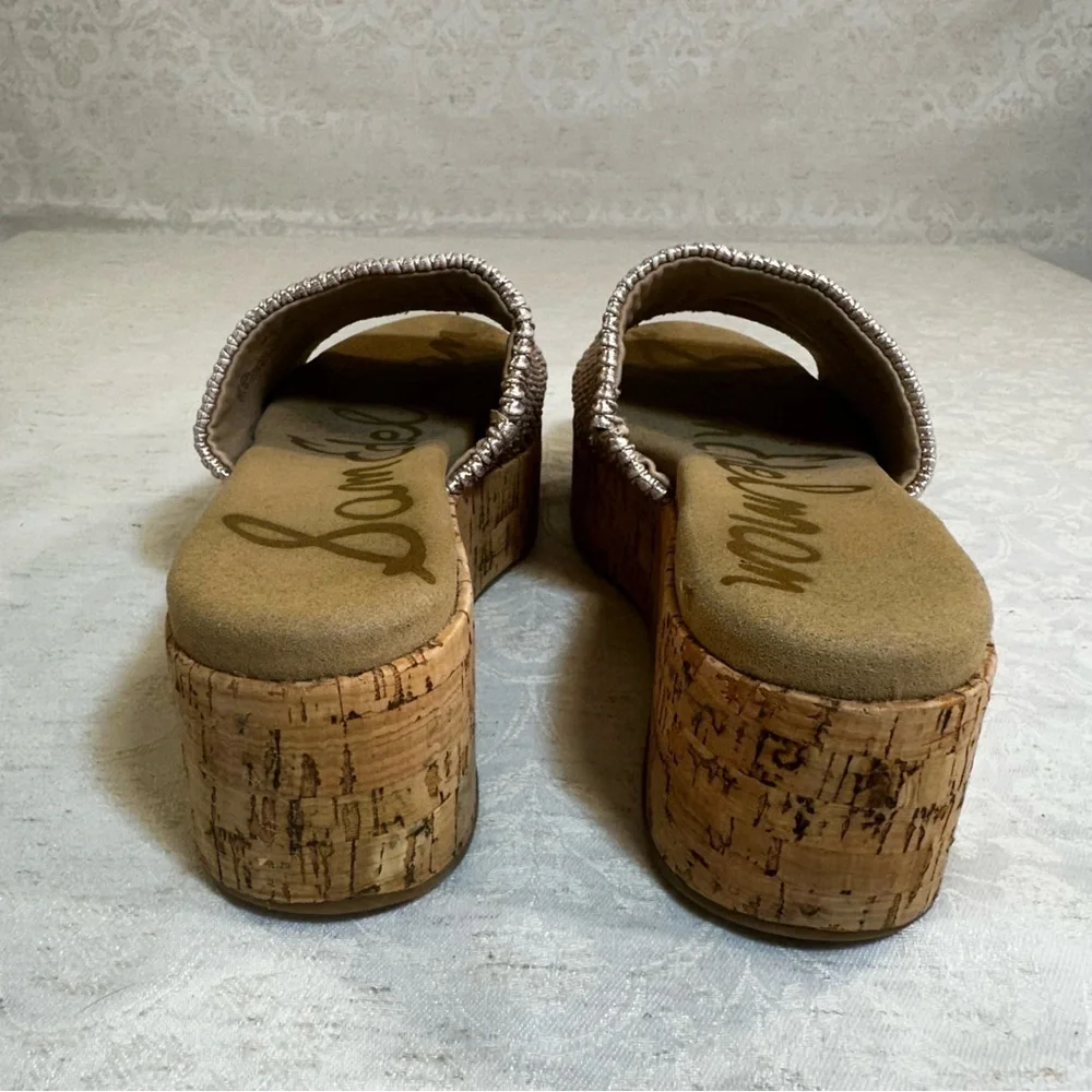 Sam Edelman Metallic Woven Wedge Sandals Size 6 - Picture 5 of 10